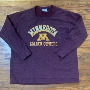 University of Minnesota Large Spell Out Textured Sweatshirt Mens XL